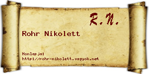 Rohr Nikolett névjegykártya
